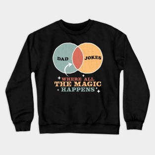 Dad Jokes Where the All Magic Happens Diagram Fathers Day Crewneck Sweatshirt